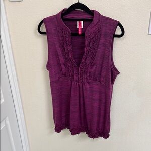 Heart Soul Purple Ruched Blouse with Mandarin Collar